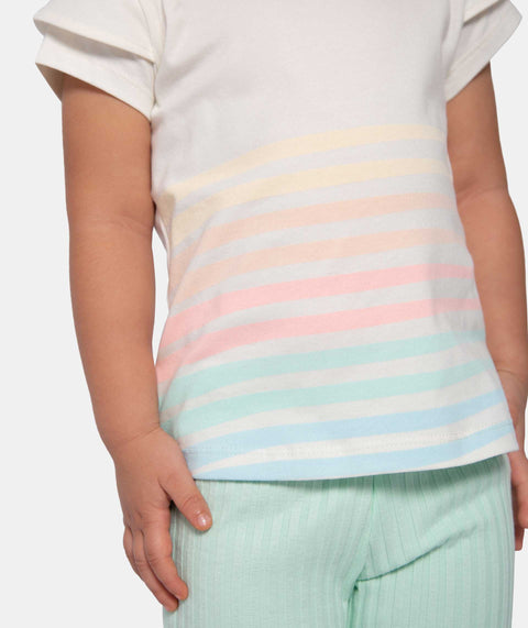 Conjunto Camiseta Y Leggins Para Bebé Niña En Licra Color Marfil