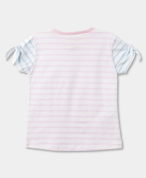 Camiseta Manga Corta Para Bebé Niña de Rayas