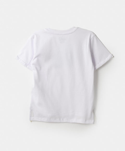 Camiseta Manga Corta Para Bebé Niño En Tela Suave Color Blanco
