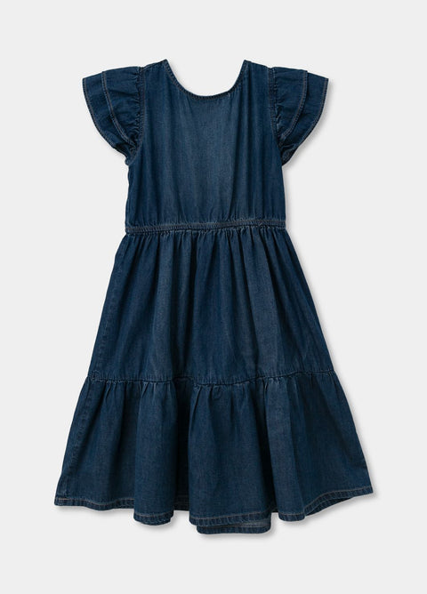 Vestido Para Niña En Índigo Tono Medio Oscuro