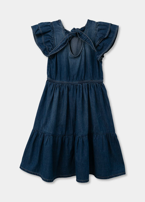 Vestido Para Niña En Índigo Tono Medio Oscuro