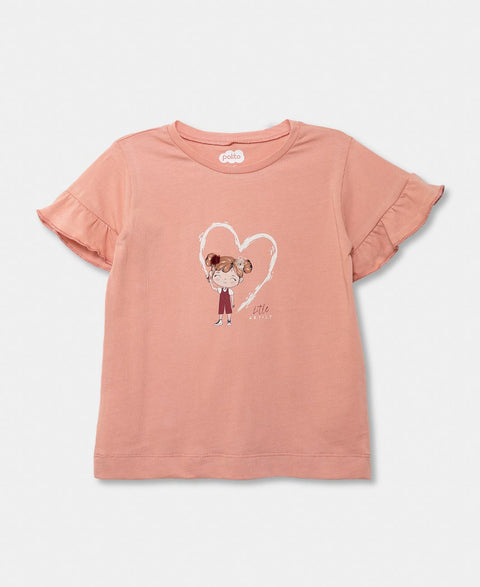 Camiseta Manga Corta Para Bebe Niña En Licra Color Rosado