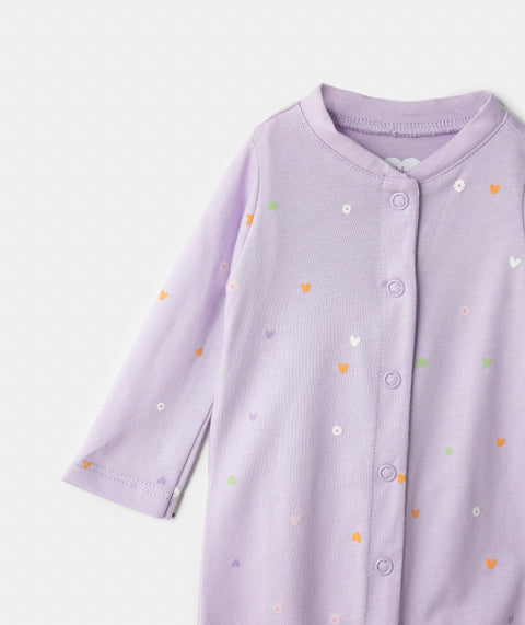 Pijama Para Recién Nacida Manga Larga En Tela Suave Color Lila