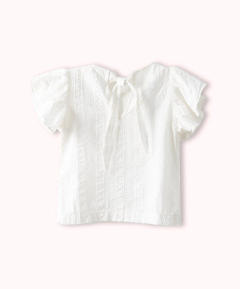 Blusa Manga Corta Para Bebé Niña En Tela Suave Color Blanco