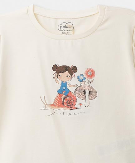 Conjunto Camiseta Y Falda Para Bebé Niña En Lino Color Marfil