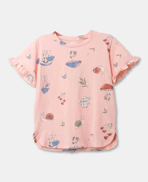 Camiseta Manga Corta Para Bebe Niña En Licra Color Palo Rosa