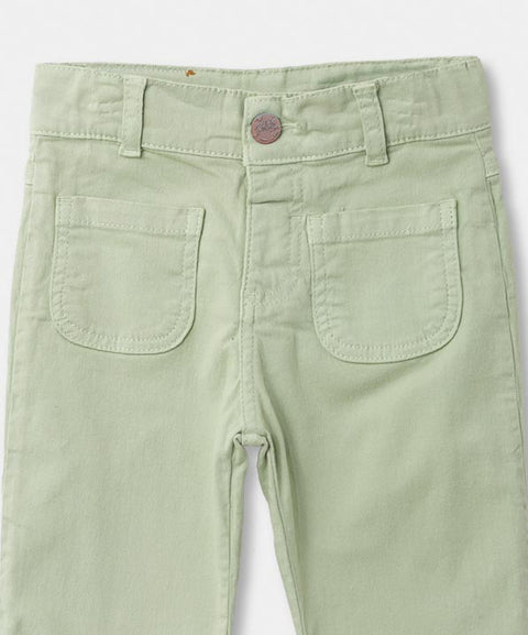 Pantalón Wide Leg Para Bebe Niña En Drill Color Verde