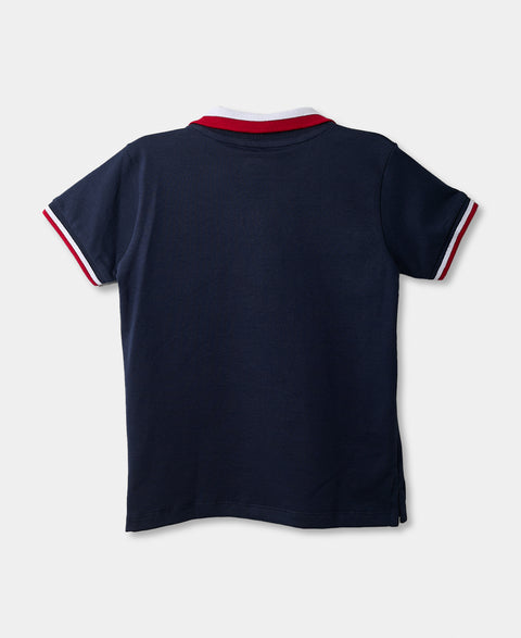 Camiseta Tipo Polo Para Bebé Niño En Algodón Color Azul Oscuro