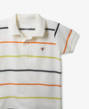 Camiseta Tipo Polo Para Bebé Niño En Algodón Color Marfil Con Rayas