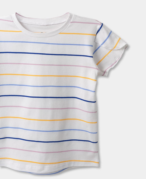 Camiseta De Rayas Manga Corta Para Bebé Niña En Licra