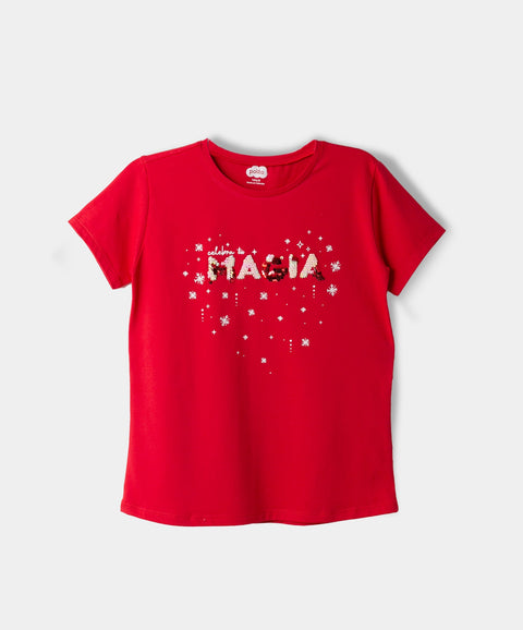 Camiseta Navidad Para Niña En Licra Color Rojo