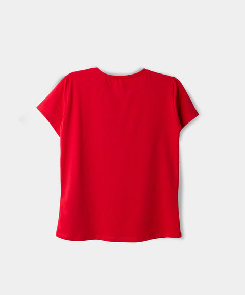 Camiseta Navidad Para Niña En Licra Color Rojo