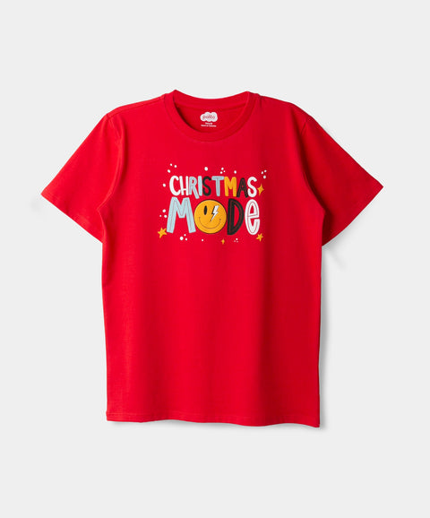 Camiseta Navidad Para Niño En Tela Suave Color Rojo