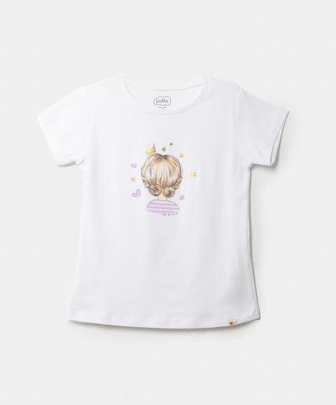 Camiseta Manga Corta Para Bebe Niña En Licra Color Blanco