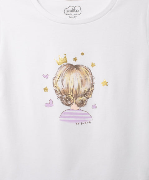 Camiseta Manga Corta Para Bebe Niña En Licra Color Blanco