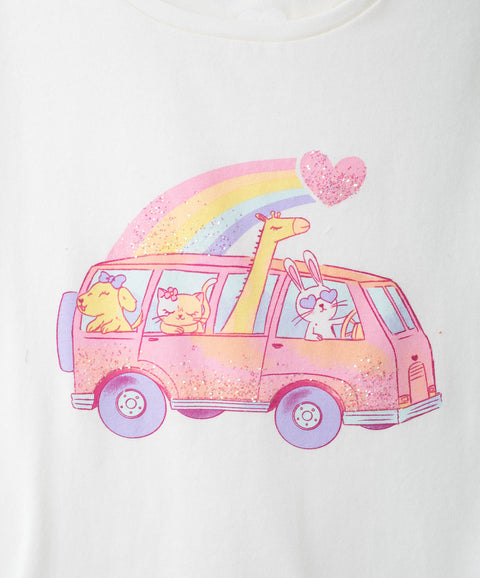 Camiseta Manga Corta Para Bebe Niña En Licra Color Marfil