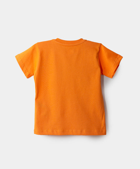 Camiseta Manga Corta Para Bebe Niño En Tela Suave Color Naranja