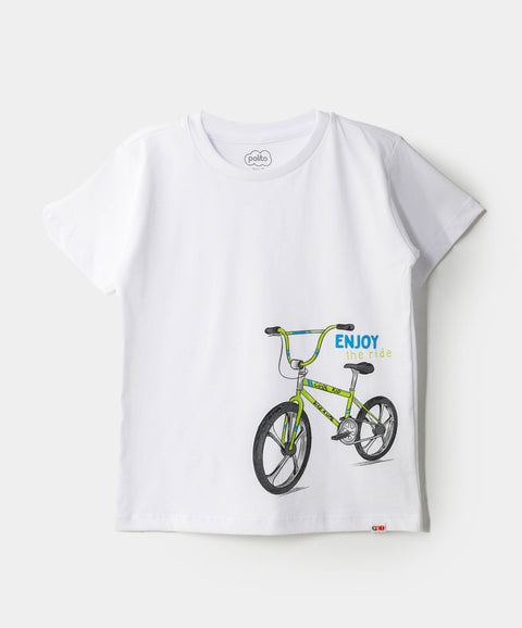 Camiseta Manga Corta Para Bebe Niño En Tela Suave Color Blanco