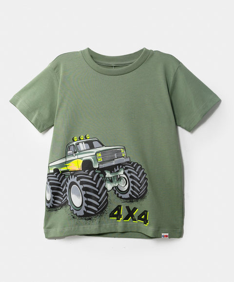 Camiseta Manga Corta Para Bebe Niño En Tela Suave Color Verde