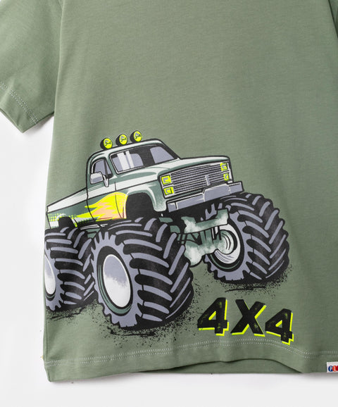 Camiseta Manga Corta Para Bebe Niño En Tela Suave Color Verde