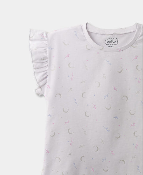 Camiseta Manga Corta Para Bebe Niña En Tela Suave Color Blanco