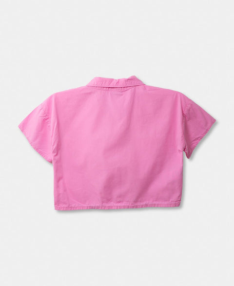 Camisa Manga Corta Para Niña En Popelina Color Rosado
