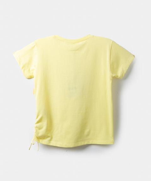Camiseta Manga Corta Para Bebe Niña En Licra Color Amarillo