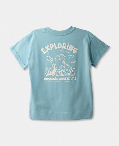 Camiseta Manga Corta Para Bebe Niño En Tela Suave Color Azul Claro