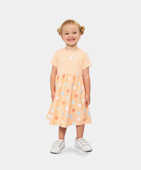 Vestido Estampado Para Bebe Niña En Algodón Color Mandarina