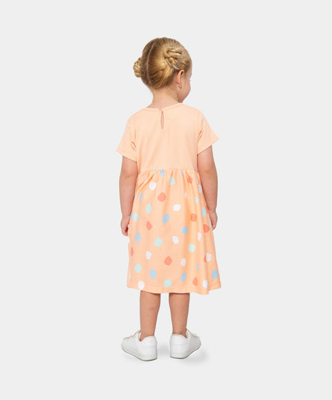 Vestido Estampado Para Bebe Niña En Algodón Color Mandarina