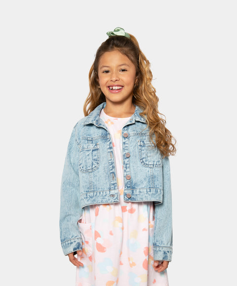 Chaqueta Para Niña En Denim Color Índigo