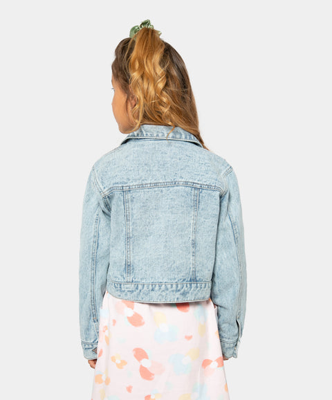 Chaqueta Para Niña En Denim Color Índigo