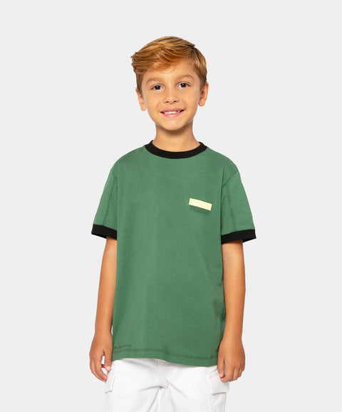 Camiseta Manga Corta Para Niño En Tela Suave Color Verde