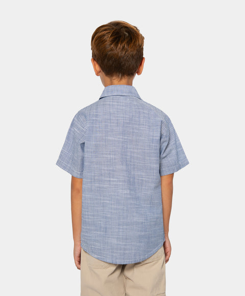 Camisa Manga Corta Para Niño En Algodón Color Azul