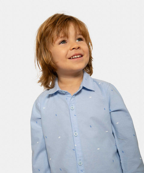 Camisa Manga Larga Para Bebé Niño En Algodón Color Azul