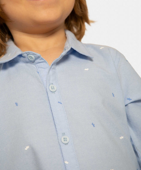 Camisa Manga Larga Para Bebé Niño En Algodón Color Azul