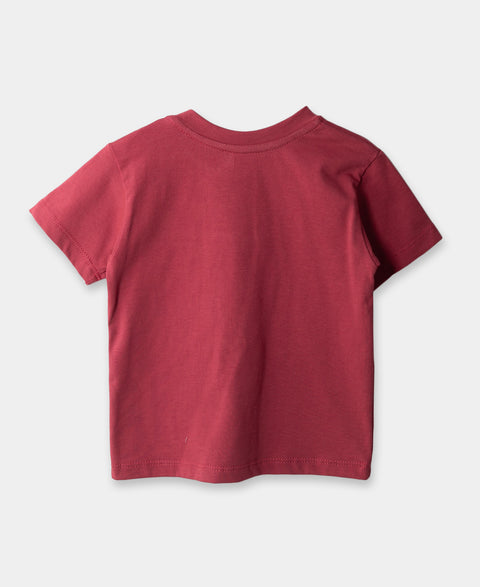 Camiseta Manga Corta Para Recién Nacido En Tela Suave Color Rojo