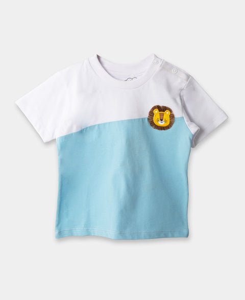 Camiseta Para Recién Nacido En Tela Suave Color Blanco Y Azul