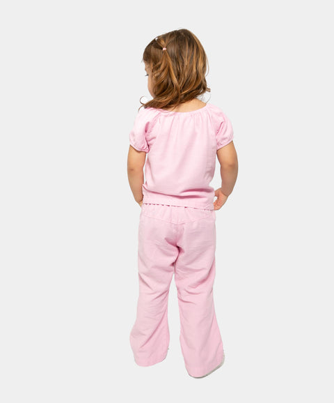 Conjunto De Blusa y Pantalón Para Bebé Niña En Tela Suave Color Rosado