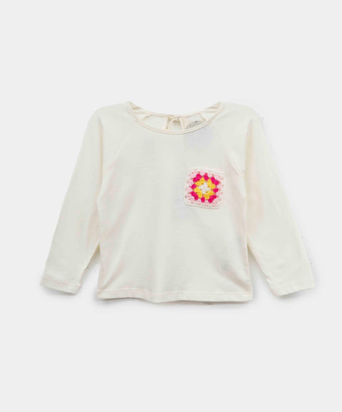 Camiseta Manga Larga Para Bebé Niña En Licra Color Marfil