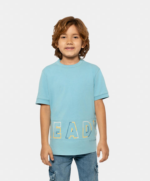 Camiseta Manga Corta Para Niño En Tela Suave Color Azul