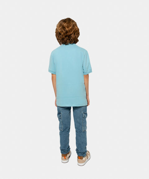 Camiseta Manga Corta Para Niño En Tela Suave Color Azul