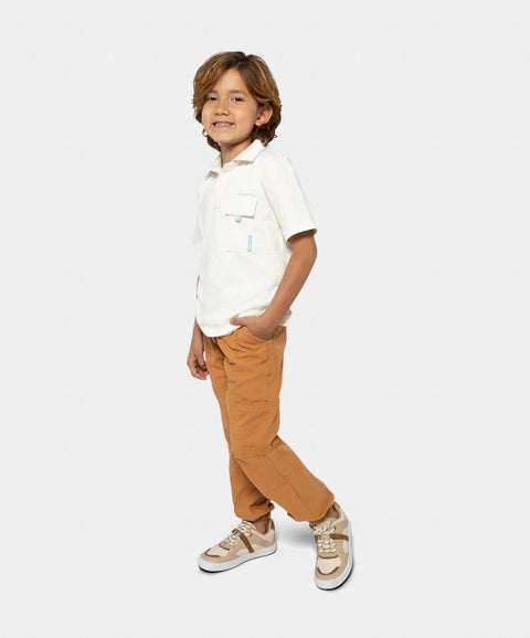 Pantalón Jogger Para Niño En Popelina Color Kaki