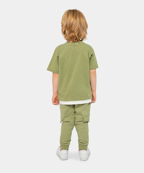 Conjunto De Camiseta Y Jogger Para Bebé Niño En Algodón Color Verde Militar