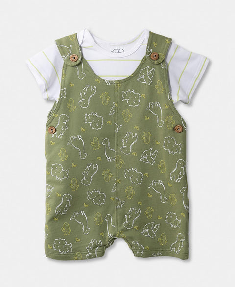 Conjunto Overol Y Camiseta Para Recién Nacido En Tela Suave Color Verde Militar