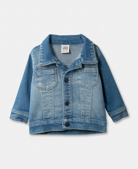 Chaqueta Para Recién Nacido En Denim Color Índigo Medio