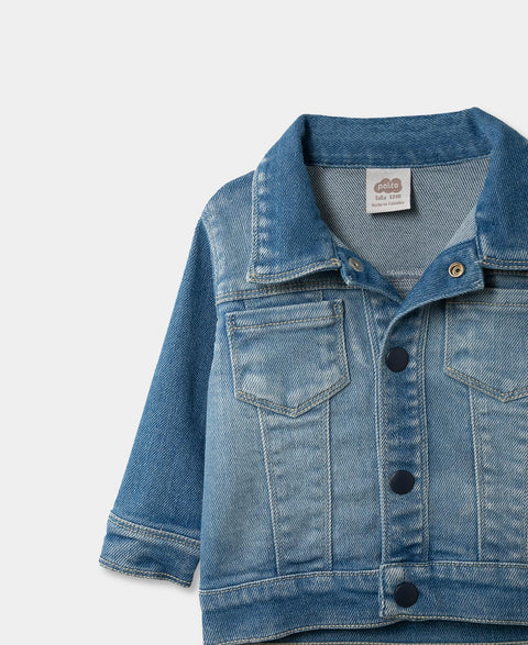 Chaqueta Para Recién Nacido En Denim Color Índigo Medio