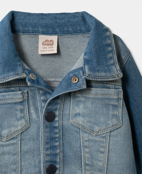 Chaqueta Para Recién Nacido En Denim Color Índigo Medio