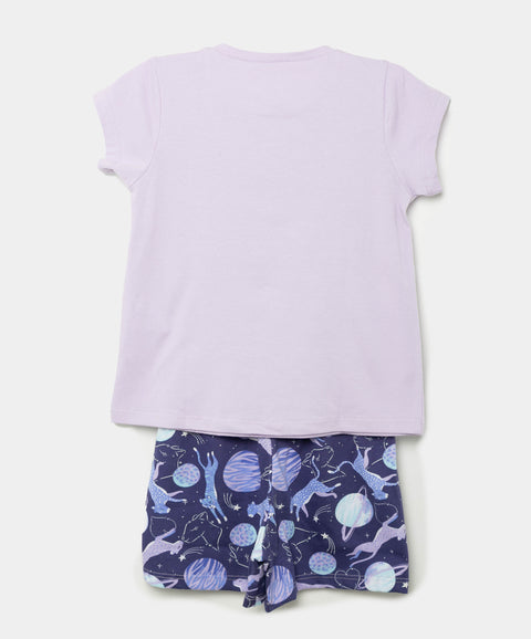 Pijama Que Alumbra Para Bebé Niña En Algodón Color Lila