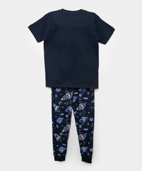 Pijama Que Alumbra Para Bebé Niño En Tela Suave Color Azul Oscuro